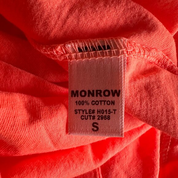 Monrow Neon Orange Cotton T-Shirt Womens Size S V Neck - Picture 6 of 7